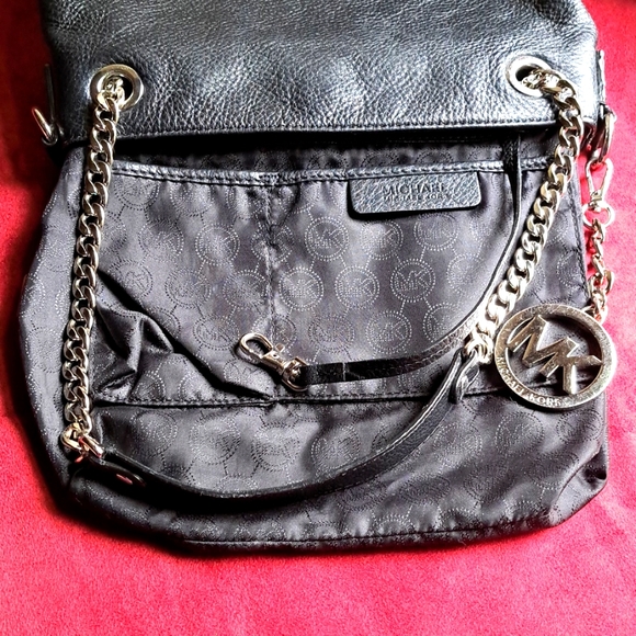 🎆SALE Michael Kors Black Pebble Leather SILVER Hardware Shoulder bag - Picture 7 of 16